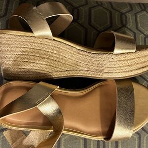 Torrid Metallic Gold Espadrille Wedge Sandals